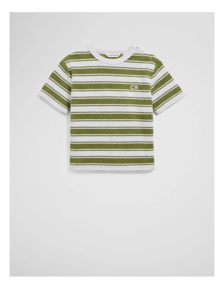 Relaxed Terry T-shirt in Pear Stripe image 4