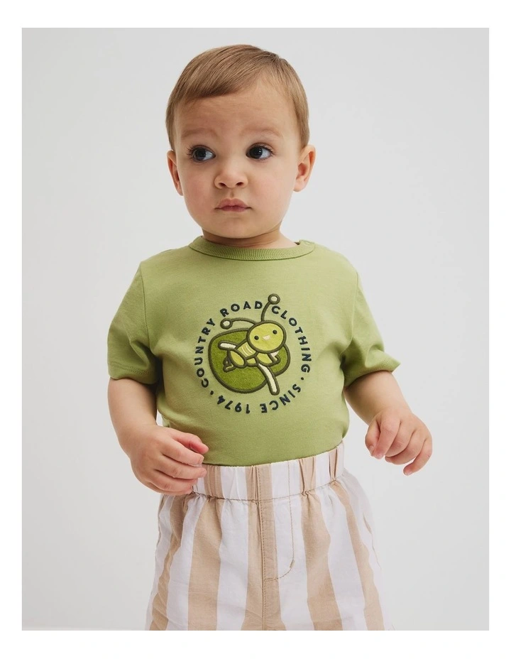 Organically Grown Cotton Grasshopper T-shirt in Pear image 2