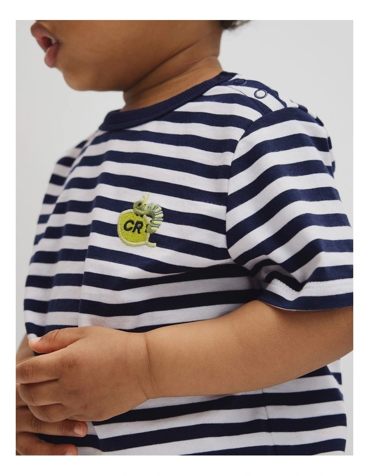 Stripe Leaf T-shirt in Navy Stripe image 2