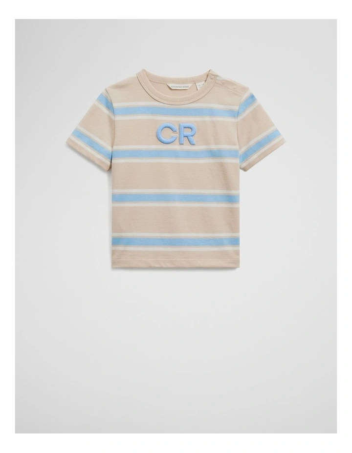 Cr Stripe T-shirt in Oat image 1