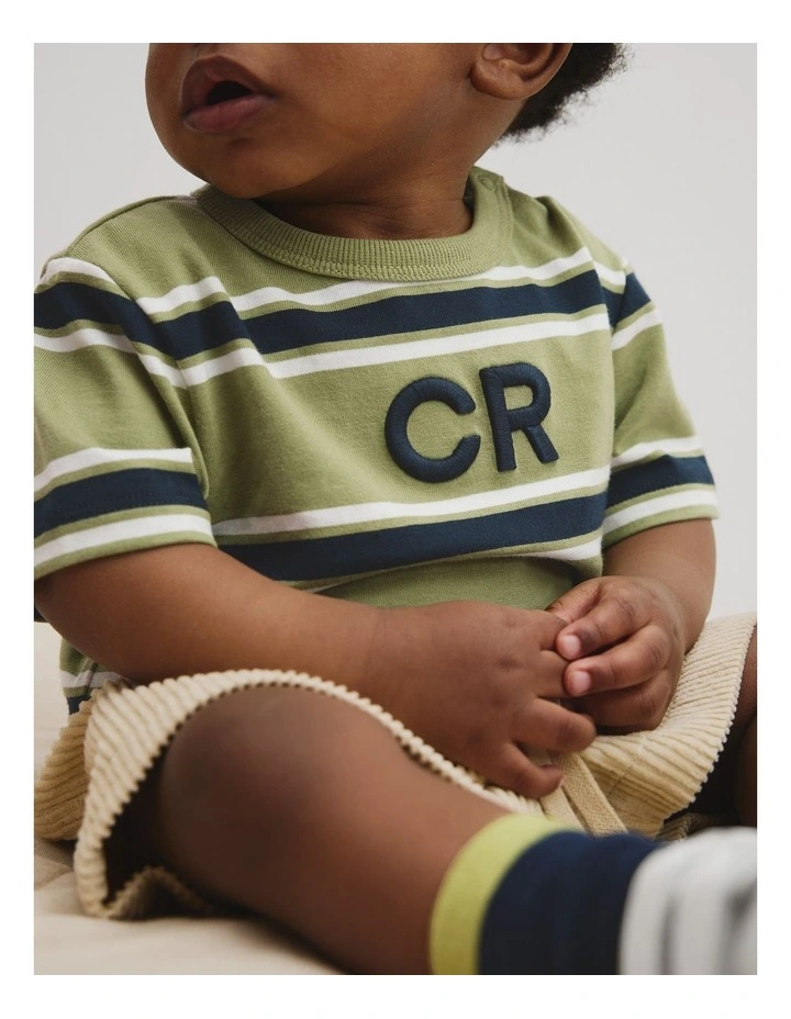 Cr Stripe T-shirt in Pear image 2