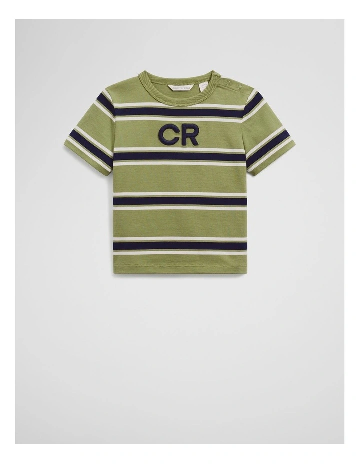 Cr Stripe T-shirt in Pear image 4