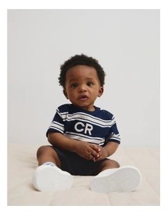 Cr Stripe T-shirt in Navy