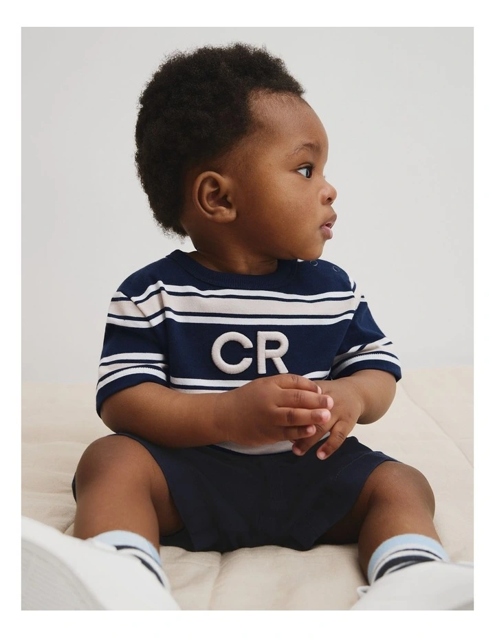 Cr Stripe T-shirt in Navy image 2