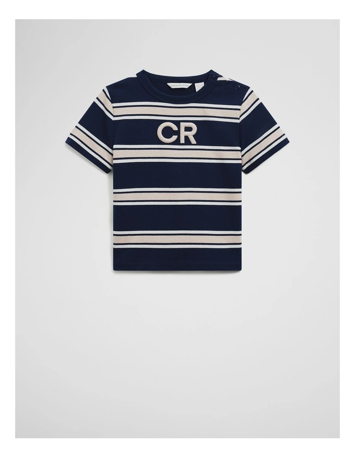 Cr Stripe T-shirt in Navy image 4