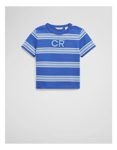 Cr Stripe T-shirt in Cobalt Blue