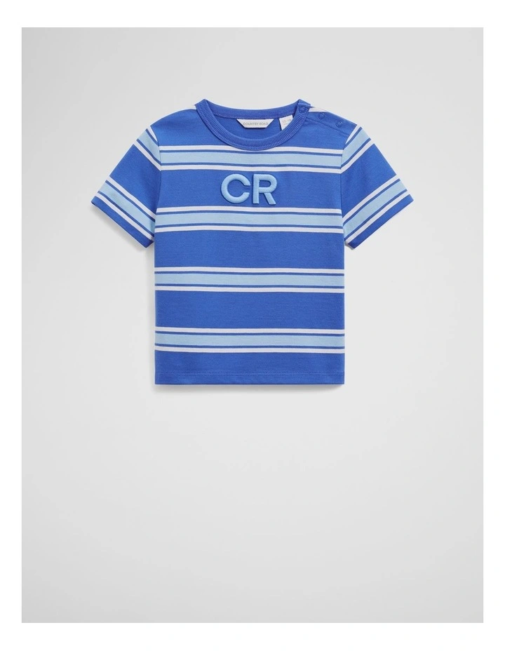 Cr Stripe T-shirt in Cobalt Blue image 1