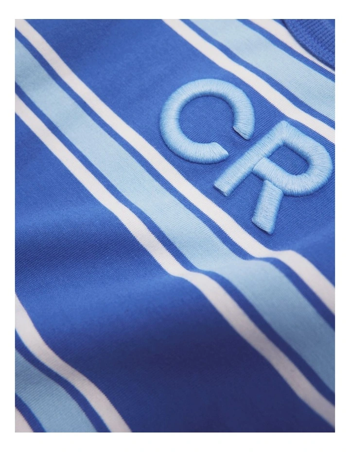 Cr Stripe T-shirt in Cobalt Blue image 3