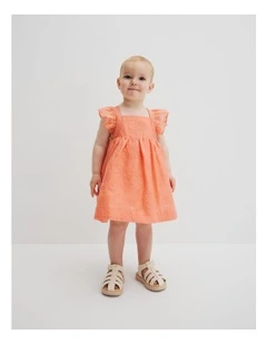 Floral Frill Strap Dress in Peach