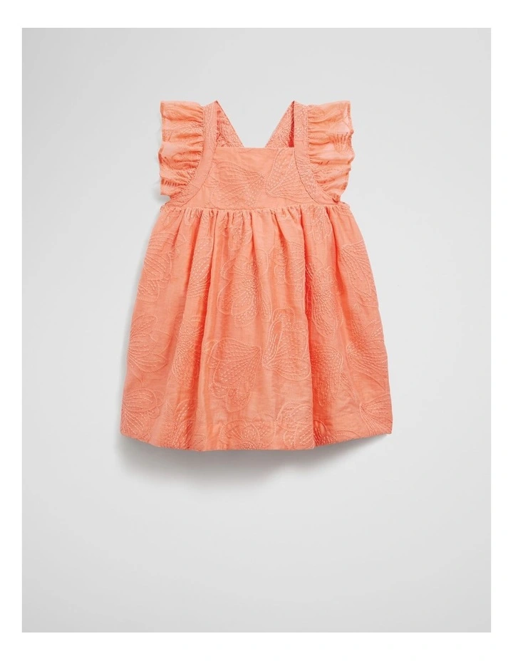 Floral Frill Strap Dress in Peach image 4