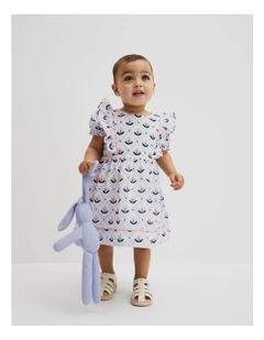 Short Sleeve Frill Print Dress in Marsh Floral