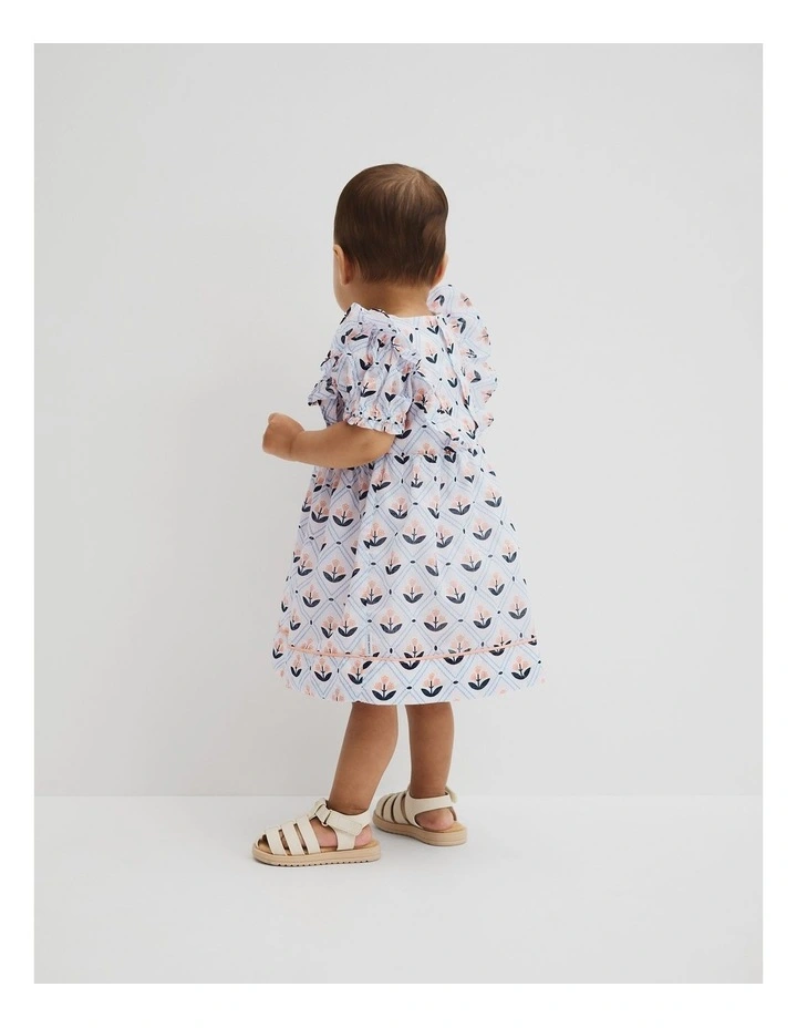 Short Sleeve Frill Print Dress in Marsh Floral image 3