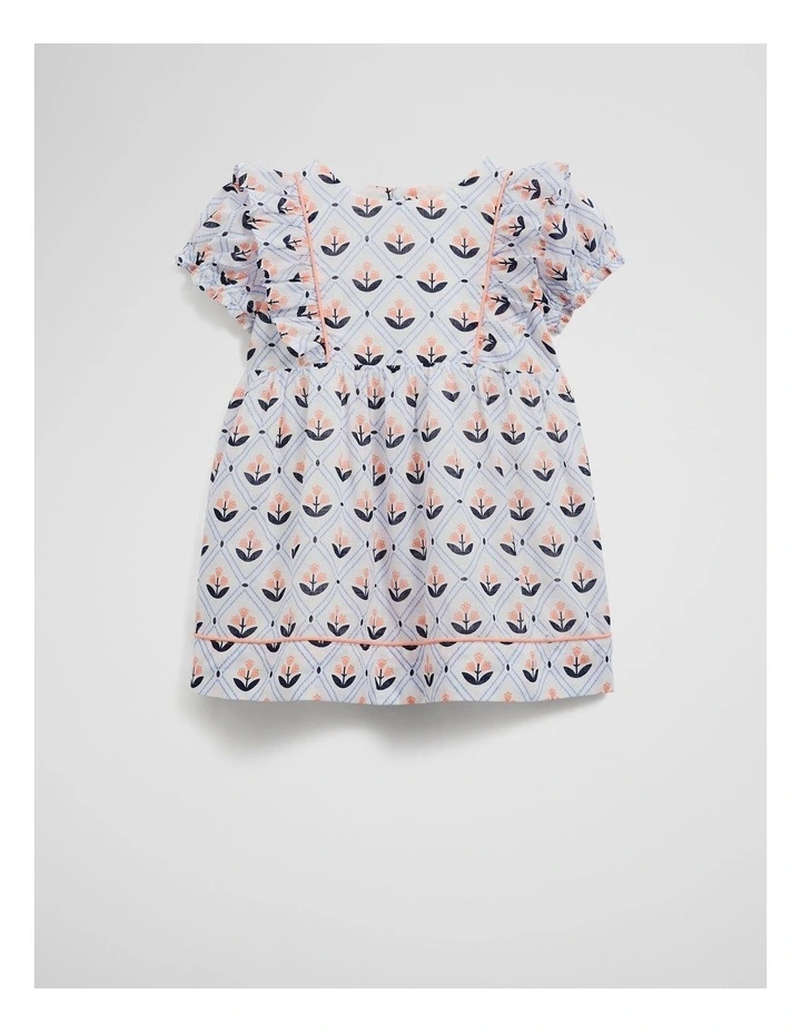 Short Sleeve Frill Print Dress in Marsh Floral image 4