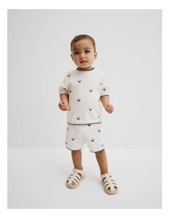 Flower Knit Top in Vanilla