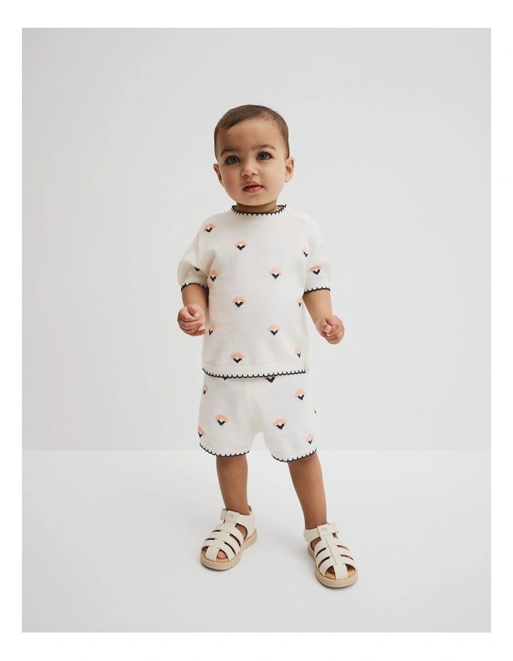 Flower Knit Top in Vanilla image 1