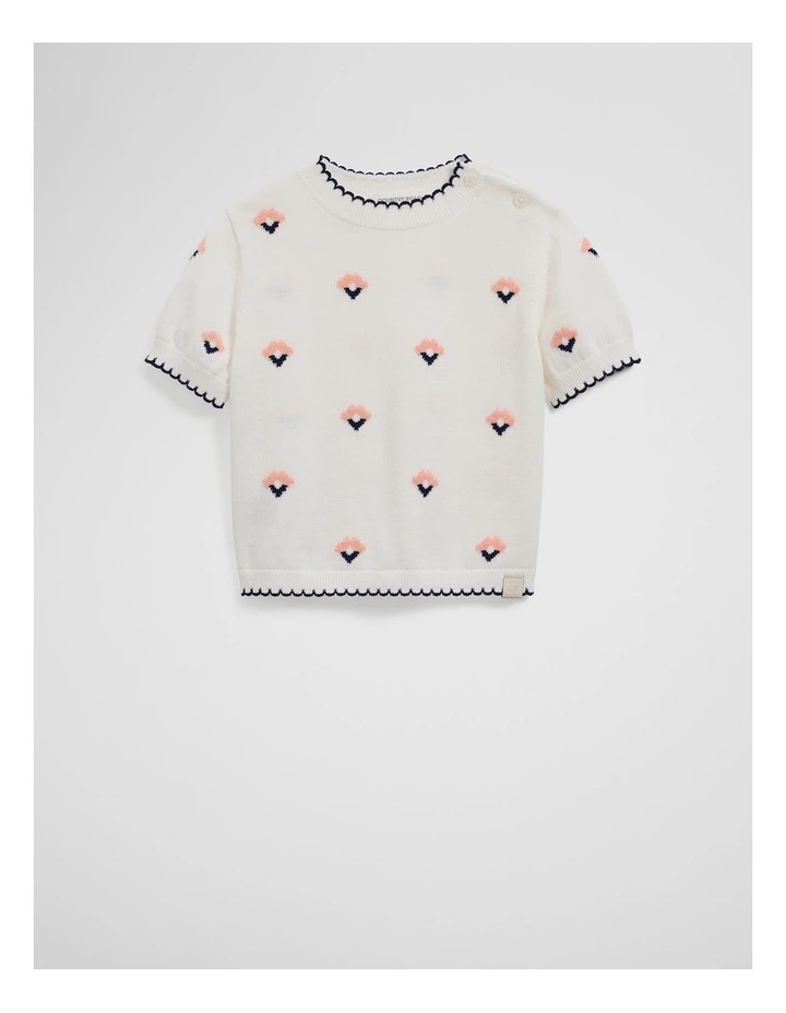 Flower Knit Top in Vanilla image 4