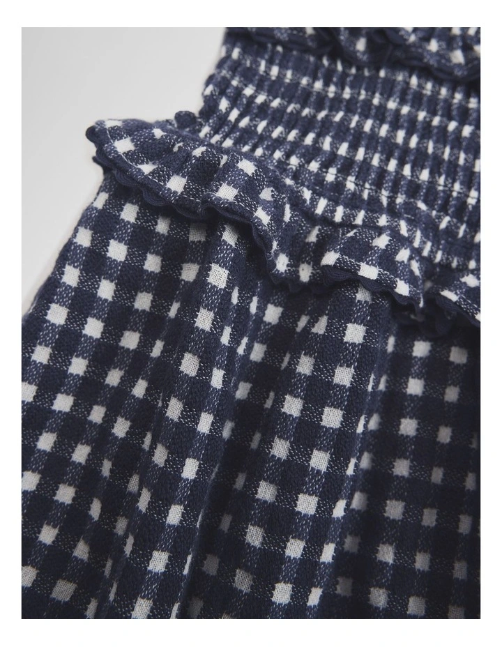 Gingham Frill Romper in French Navy image 5