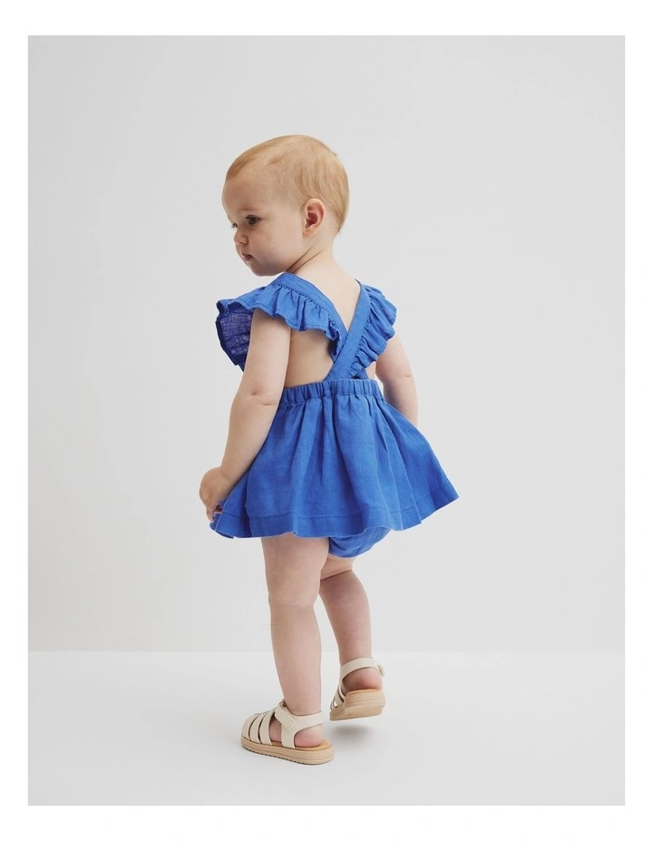 Smock Romper Dress in Riviera Blue image 3