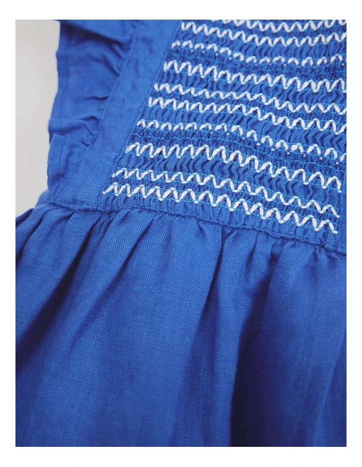 Smock Romper Dress in Riviera Blue image 5