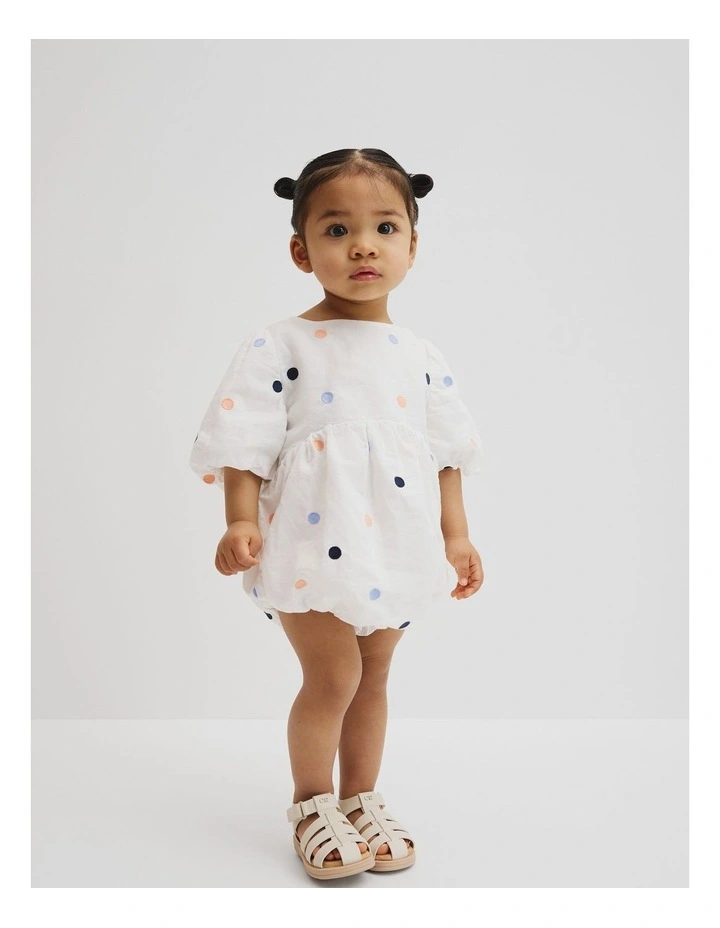 Puff Sleeve Romper in Marsh Spot image 1
