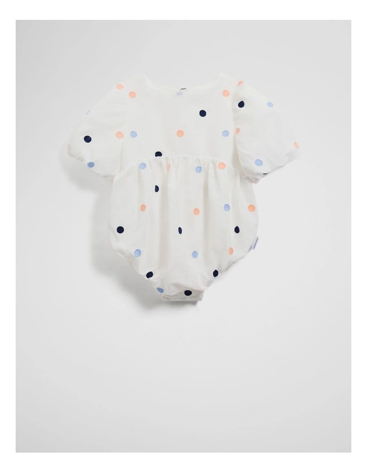Puff Sleeve Romper in Marsh Spot image 4