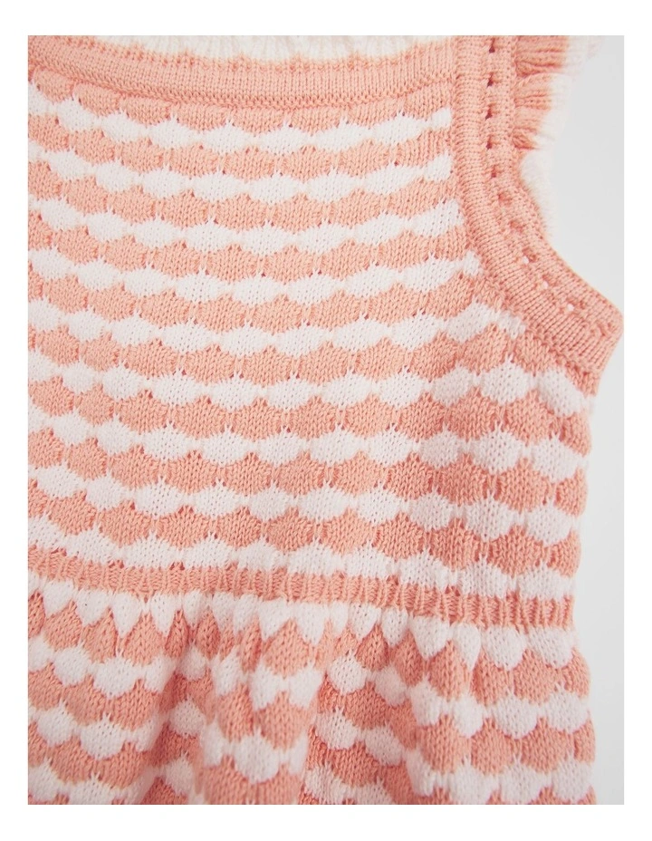 Frill Knit Romper in Peach Stripe image 5