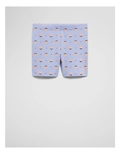 Organically Grown Cotton Blend Bike Short in Bluebell Geo