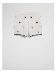 Flower Knit Shorts in Vanilla