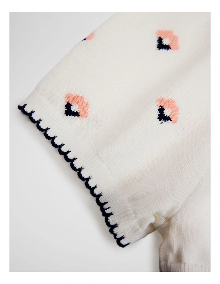 Flower Knit Shorts in Vanilla image 2