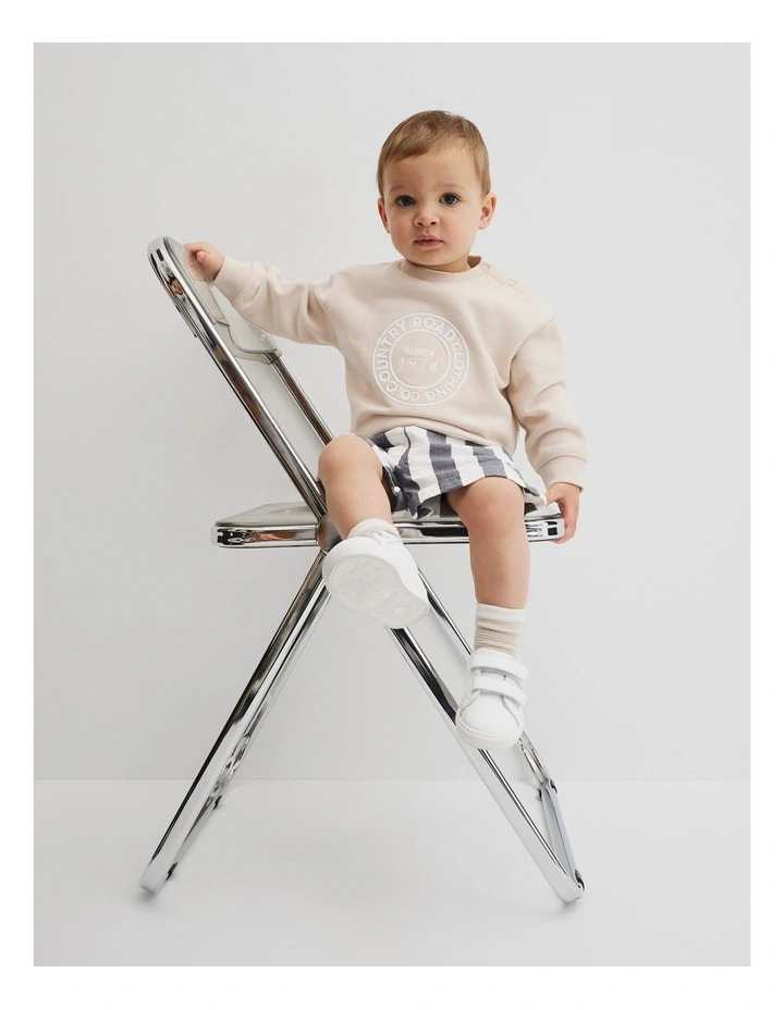 Australian Cotton Oversized Circle Logo Sweat in Oat image 1