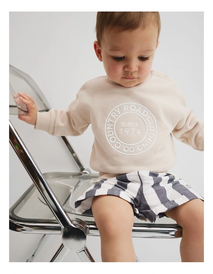 Australian Cotton Oversized Circle Logo Sweat in Oat image 2