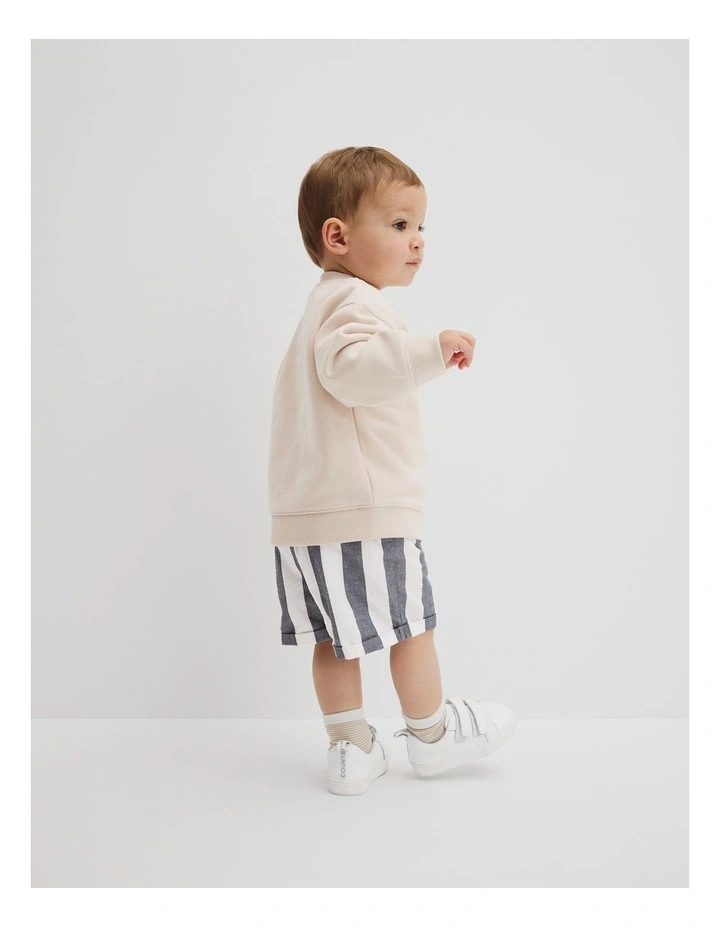 Australian Cotton Oversized Circle Logo Sweat in Oat image 3