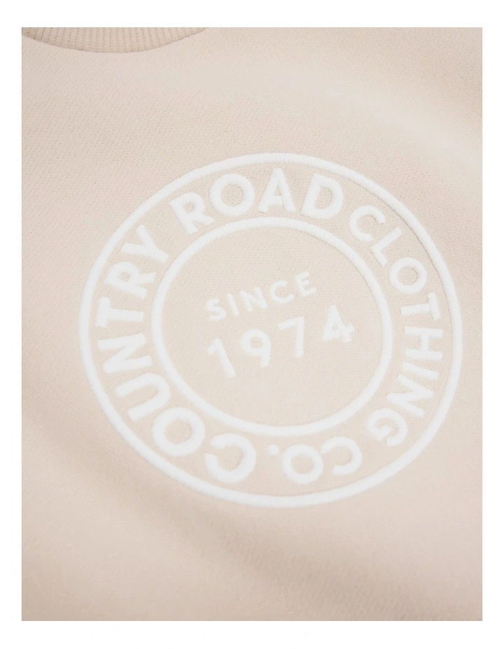 Australian Cotton Oversized Circle Logo Sweat in Oat image 5