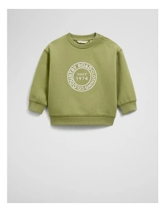 Australian Cotton Oversized Circle Logo Sweat in Pear