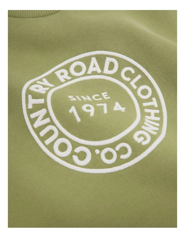 Australian Cotton Oversized Circle Logo Sweat in Pear image 2