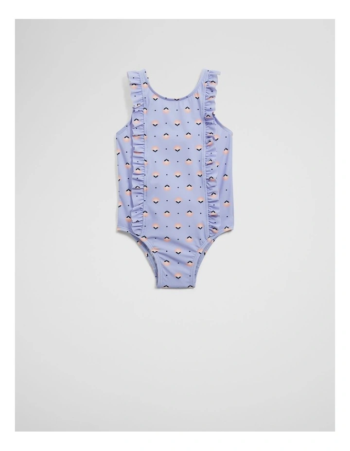 Frill Detail Bather in Bluebell Geo image 4