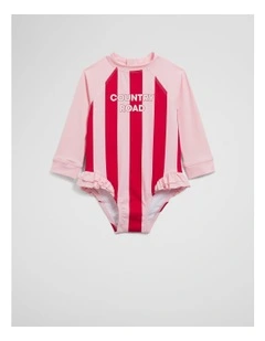 Block Stripe Swimsuit in Multi Pink