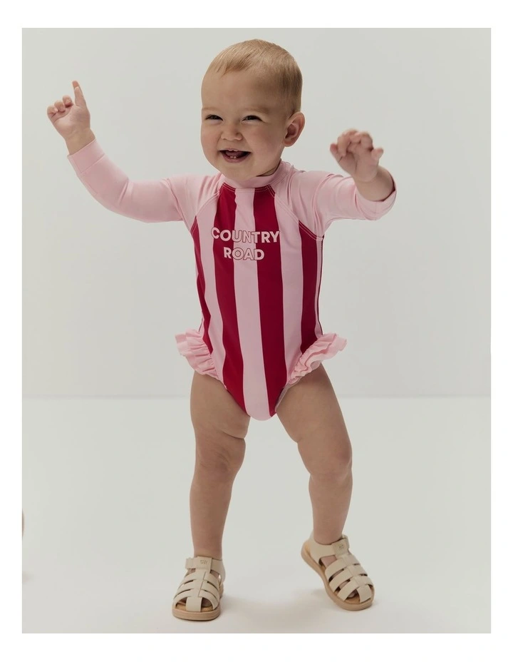 Block Stripe Swimsuit in Multi Pink image 2