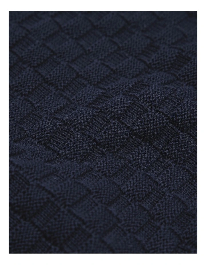 Textured Knit T-shirt in Navy image 5