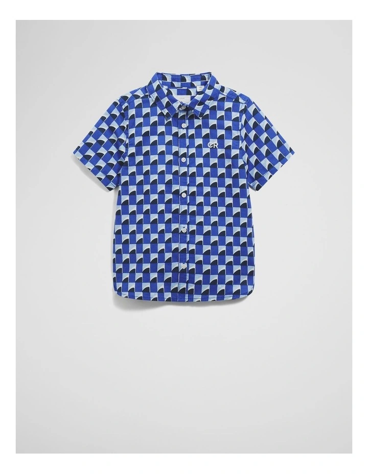 Geometric Print Shirt in Cobalt Blue image 4