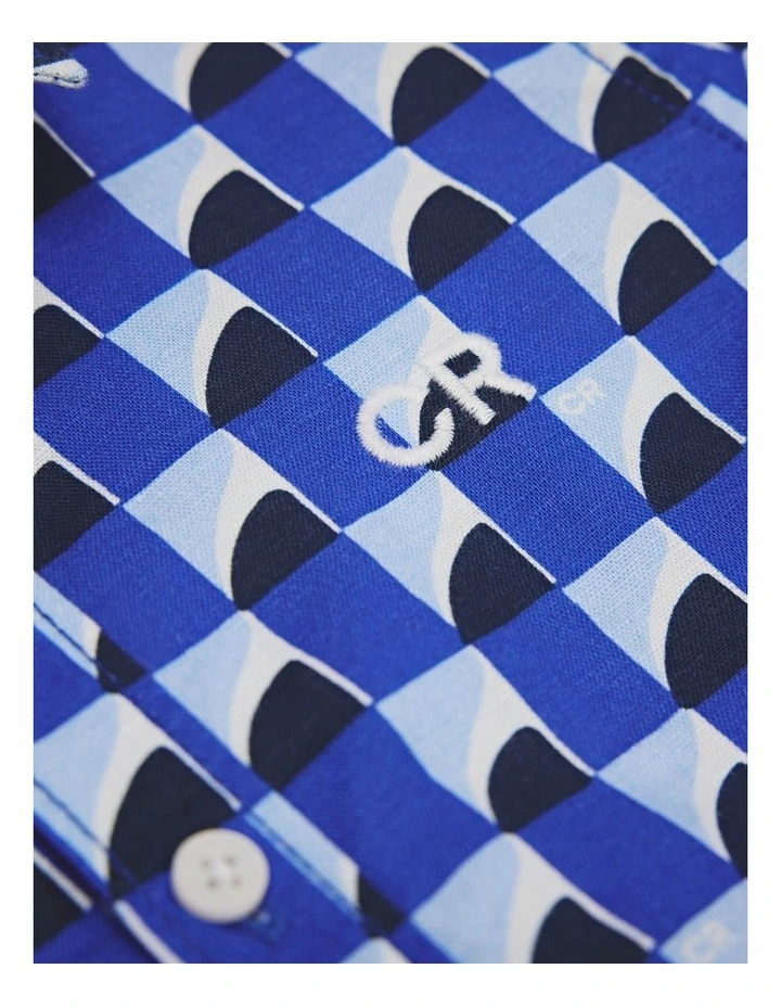 Geometric Print Shirt in Cobalt Blue image 5