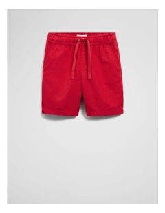 Cotton Linen Short in Rich Red