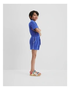 Terry Cable Short in Cobalt Blue