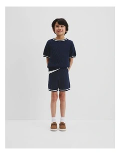 Textured Knit Short in Navy