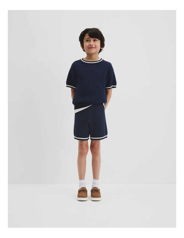 Textured Knit Short in Navy image 1