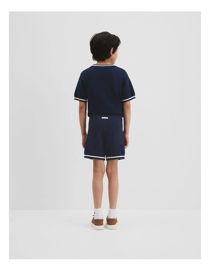 Textured Knit Short in Navy image 3
