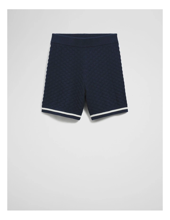 Textured Knit Short in Navy image 4