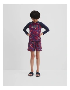 Lobster Geometric Rash Vest in Navy