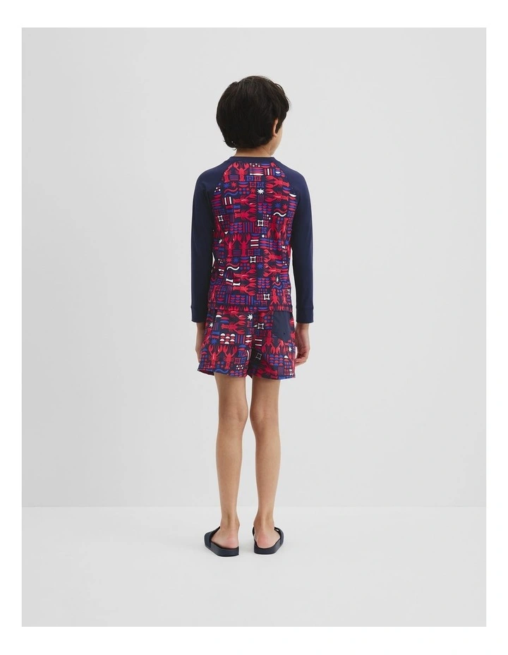 Lobster Geometric Rash Vest in Navy image 3