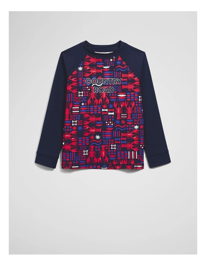 Lobster Geometric Rash Vest in Navy image 4